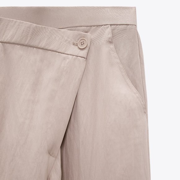 Zara Wide Leg Full Length Cargo Asymmetrical Pants Trousers Lavender Size L - Picture 2 of 14